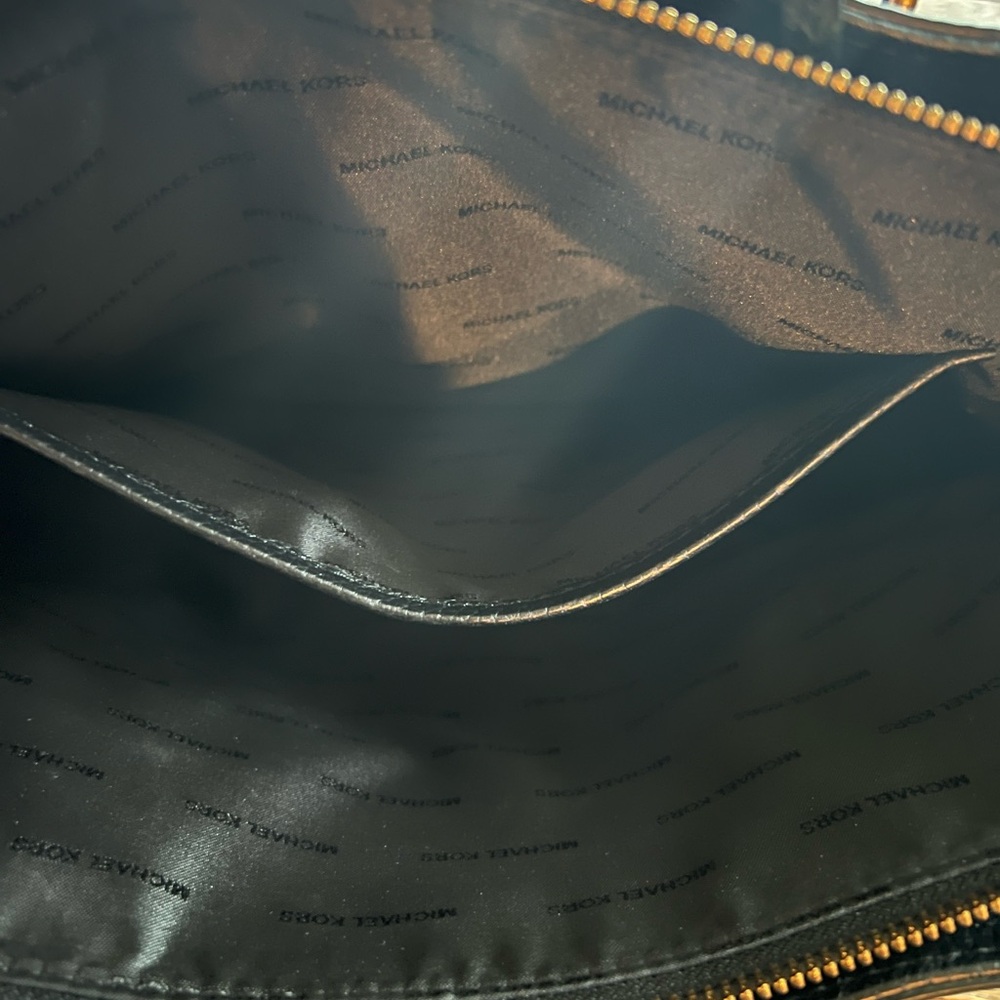 Michael Kors Haley Black Pebbled Leather Satchel with Gold Hardware - Picture 9 of 16